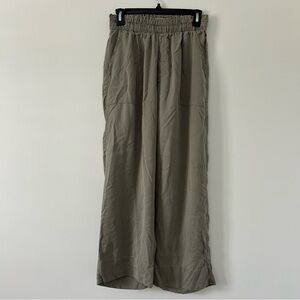 Natalie Busby Olive Green Weekender High Rise Wide Leg Tencel Pants S